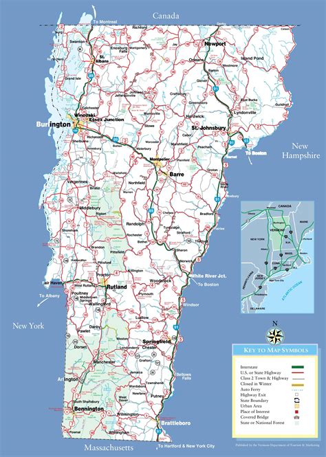 warpsu vt|Large detailed tourist map of Vermont with cities and towns.